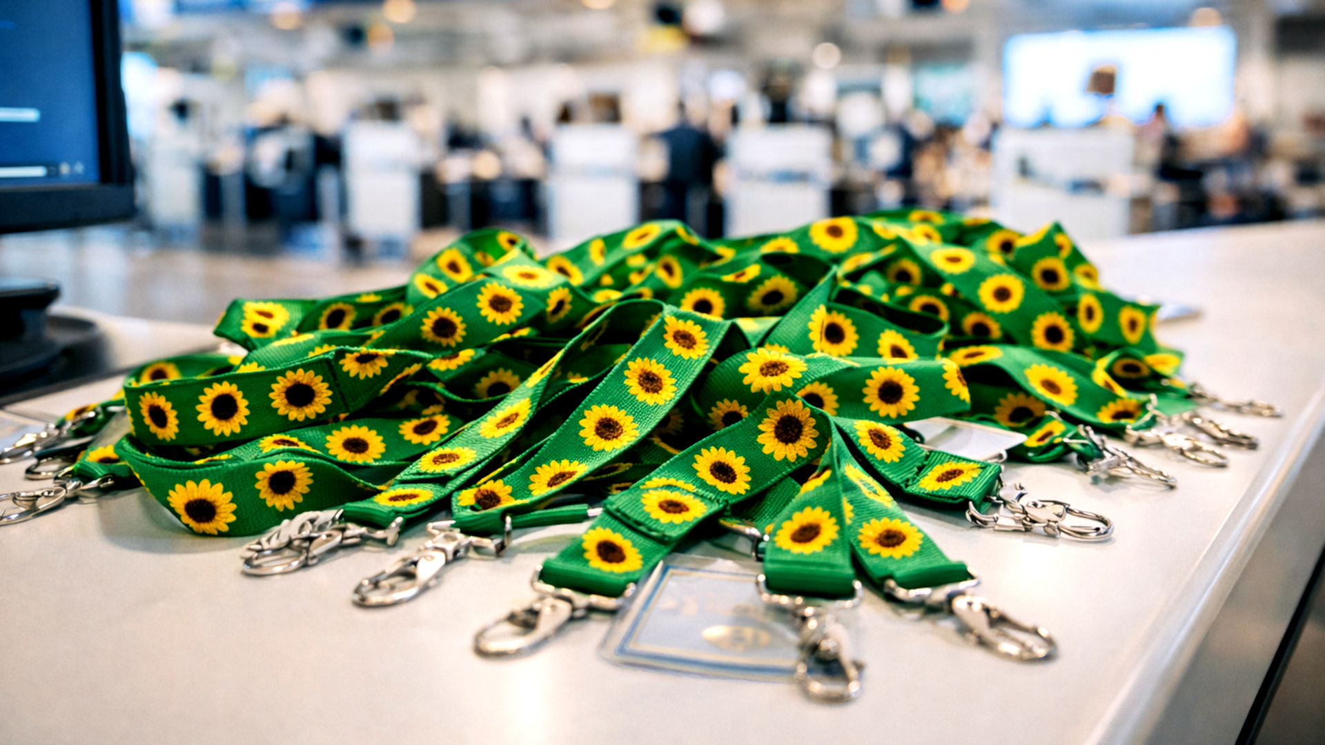 tavolo ricolmo di cordoncini con i girasoli per le disabilità invisibili