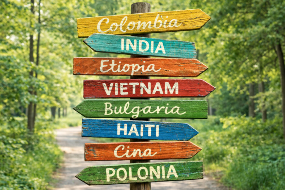 Palo con destinazioni di paesi dove si può adottare