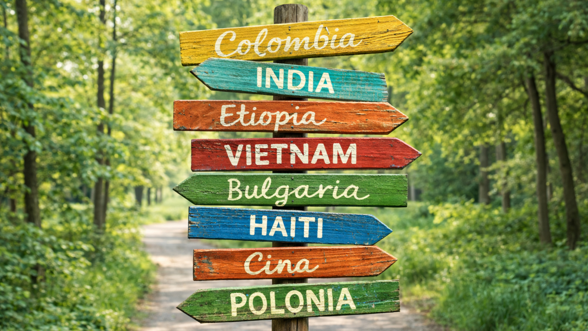 Palo con destinazioni di paesi dove si può adottare