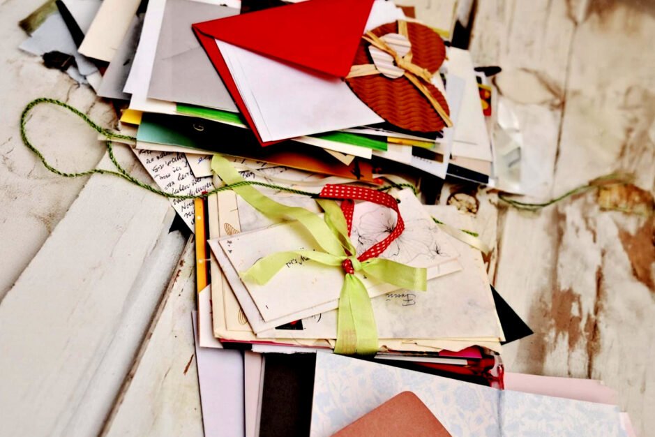 Lettere colorate posate su di un tavolo bianco in legno