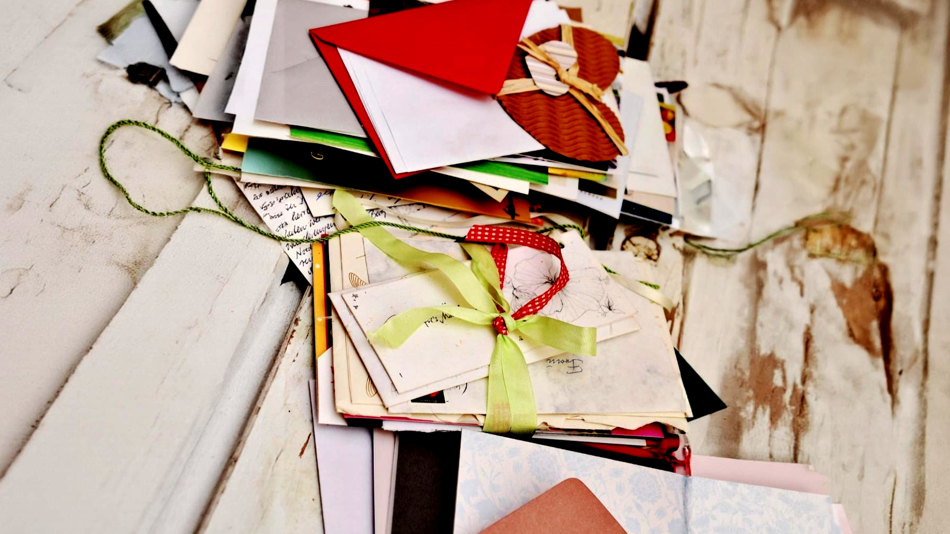 Lettere colorate posate su di un tavolo bianco in legno